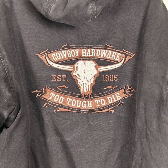 Cowboy Hardware Jacket Mens Medium Black Western Ranching Insulated Full Zip - Picture 4 of 7